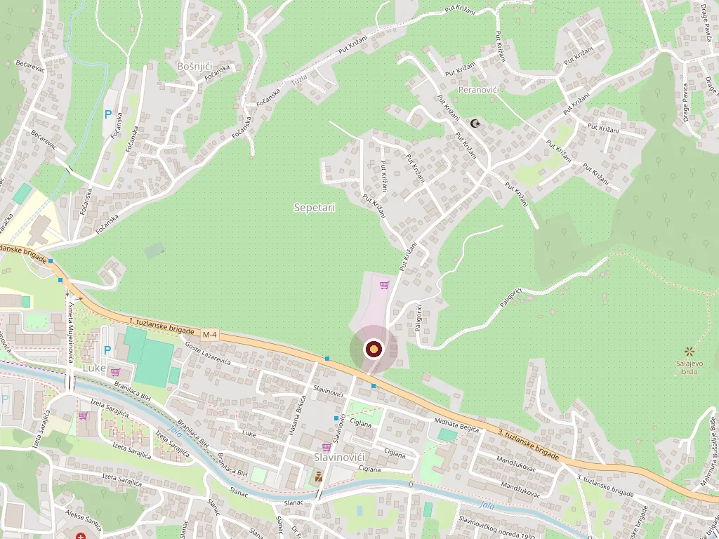 Karta sa označenom lokacijom Drampeka na adresi Put Križani 3, Tuzla